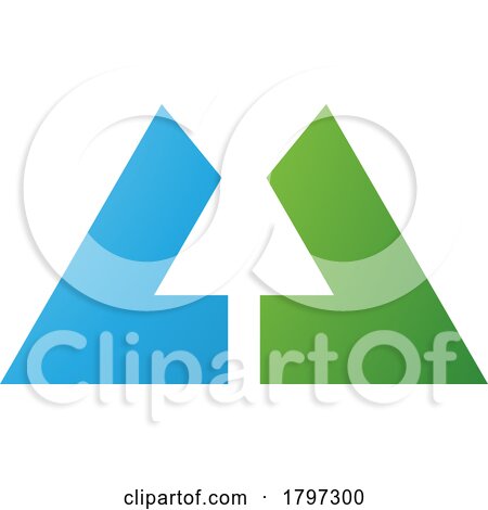 Green and Blue Bold Letter U Icon with Straight Lines by cidepix