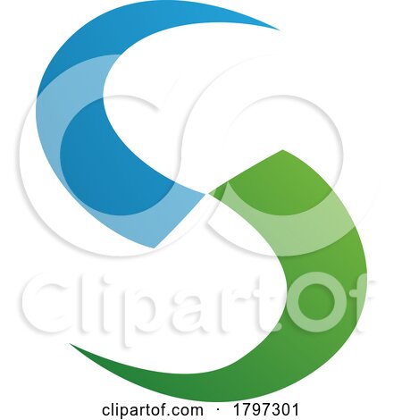 Green and Blue Blade Shaped Letter S Icon by cidepix