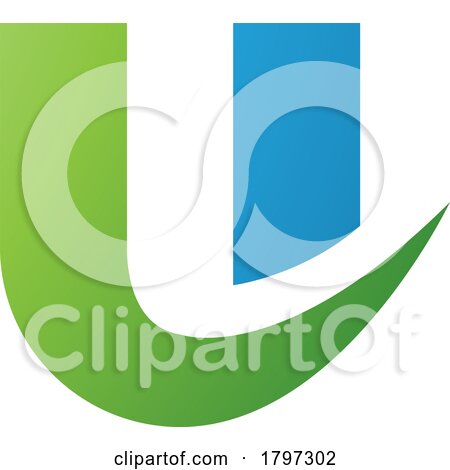 Green and Blue Bold Curvy Shaped Letter U Icon by cidepix