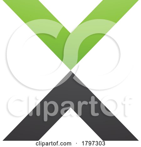 Green and Black V Shaped Letter X Icon by cidepix
