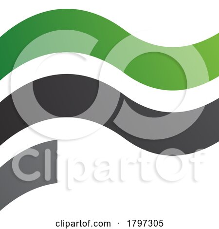 Green and Black Wavy Flag Shaped Letter F Icon by cidepix