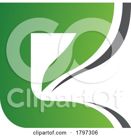 Green and Black Wavy Layered Letter E Icon by cidepix