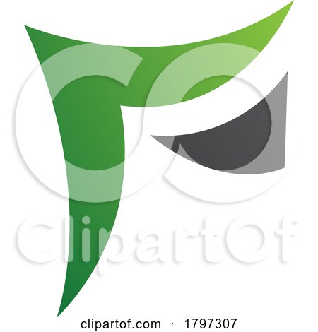 Green and Black Wavy Paper Shaped Letter F Icon by cidepix