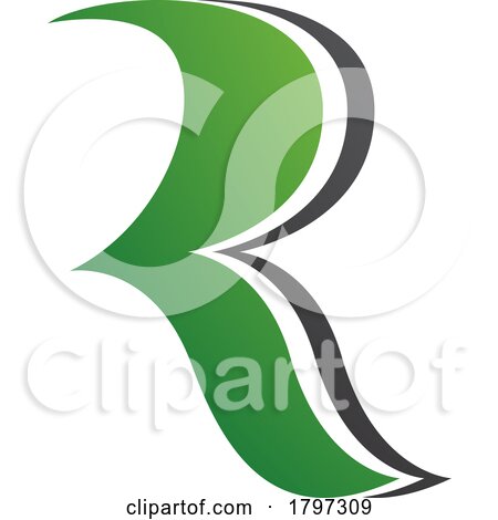 Green and Black Wavy Shaped Letter R Icon by cidepix