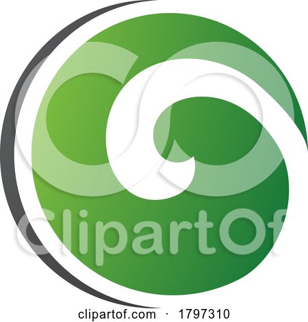 Green and Black Whirl Shaped Letter O Icon by cidepix