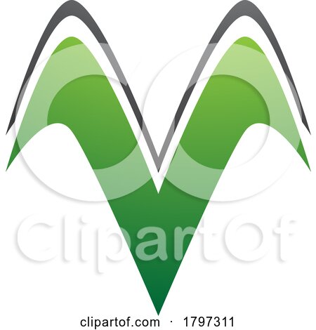 Green and Black Wing Shaped Letter V Icon by cidepix