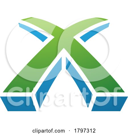 Green and Blue 3d Shaped Letter X Icon by cidepix