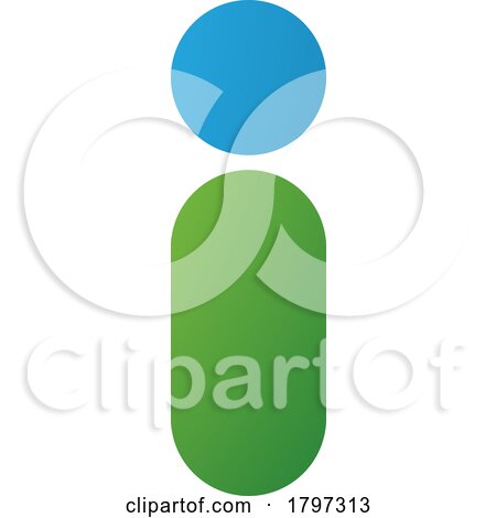 Green and Blue Abstract Round Person Shaped Letter I Icon by cidepix