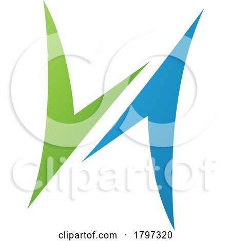 Green and Blue Arrow Shaped Letter H Icon by cidepix