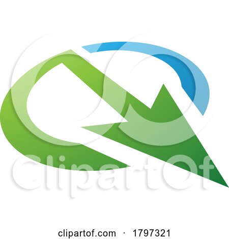 Green and Blue Arrow Shaped Letter Q Icon by cidepix