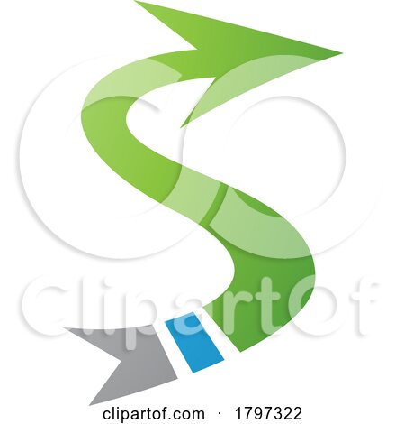 Green and Blue Arrow Shaped Letter S Icon by cidepix