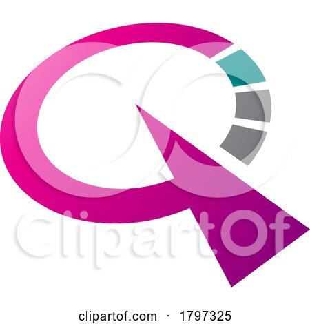 Magenta and Green Clock Shaped Letter Q Icon by cidepix