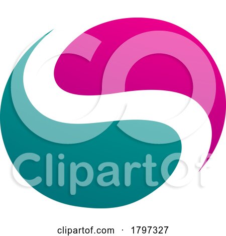 Magenta and Green Circle Shaped Letter S Icon by cidepix