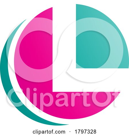 Magenta and Green Circle Shaped Letter L Icon by cidepix