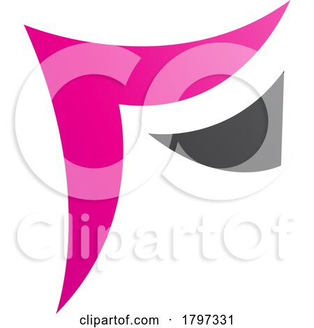 Magenta and Black Wavy Paper Shaped Letter F Icon by cidepix