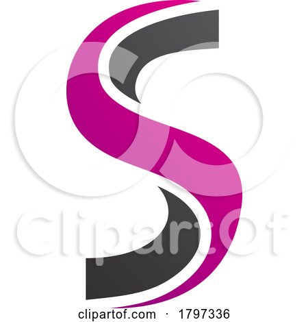 Magenta and Black Twisted Shaped Letter S Icon by cidepix