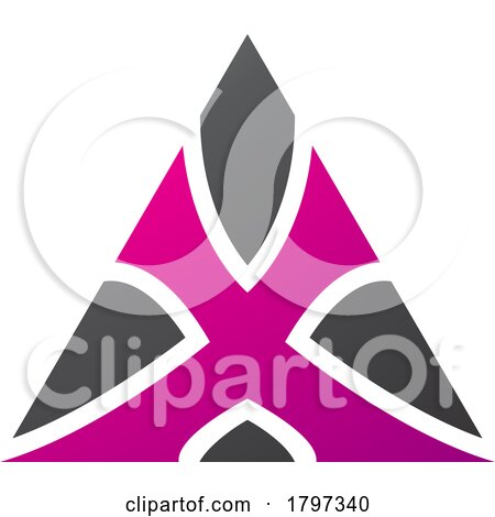 Magenta and Black Triangle Shaped Letter X Icon by cidepix