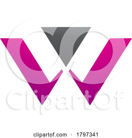 Magenta and Black Triangle Shaped Letter W Icon by cidepix