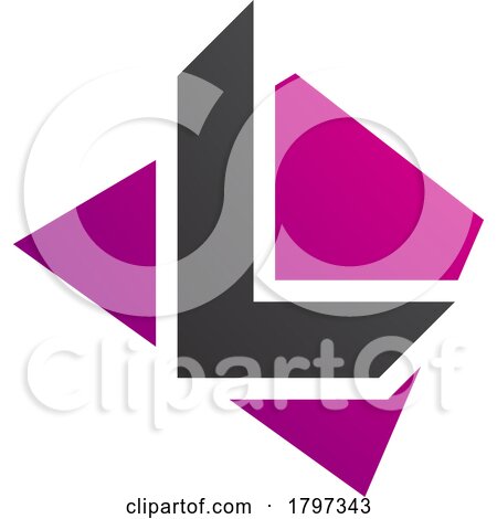 Magenta and Black Trapezium Shaped Letter L Icon by cidepix
