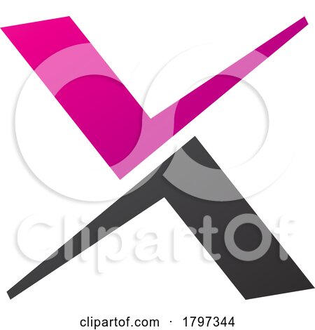 Magenta and Black Tick Shaped Letter X Icon by cidepix