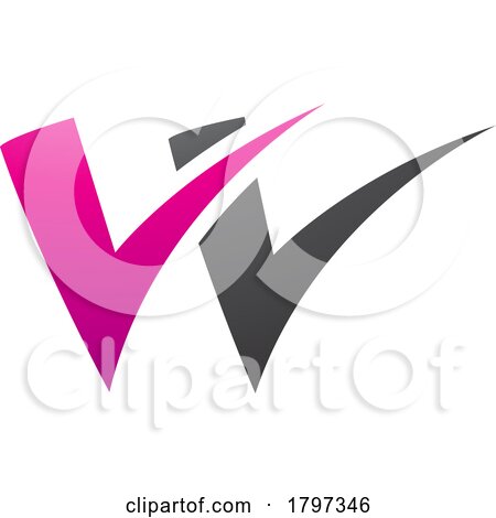 Magenta and Black Tick Shaped Letter W Icon by cidepix