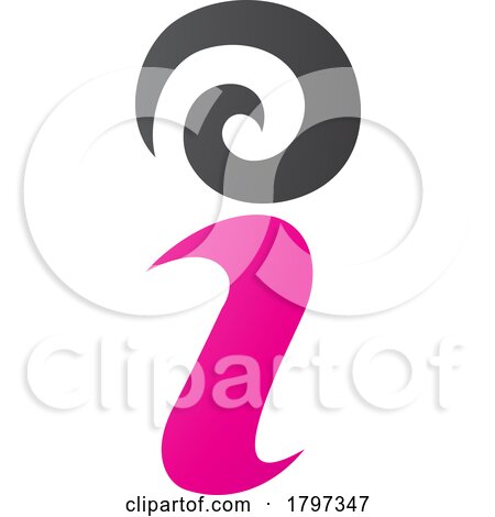 Magenta and Black Swirly Letter I Icon by cidepix