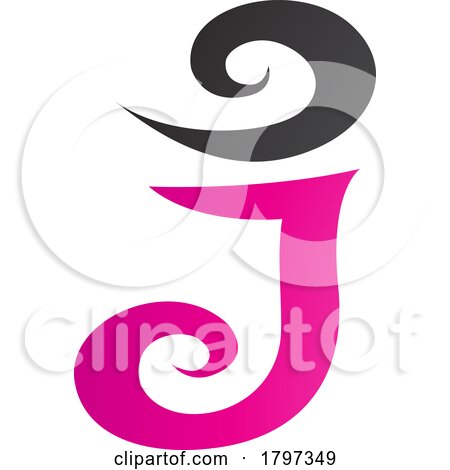 Magenta and Black Swirl Shaped Letter J Icon by cidepix