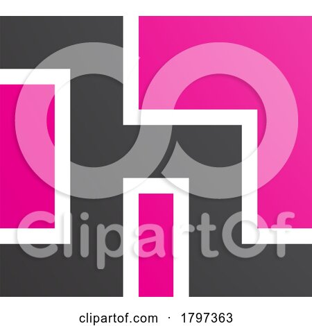 Magenta and Black Square Shaped Letter H Icon by cidepix
