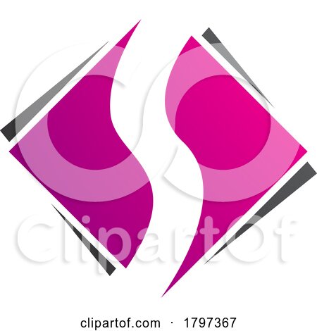 Magenta and Black Square Diamond Shaped Letter S Icon by cidepix