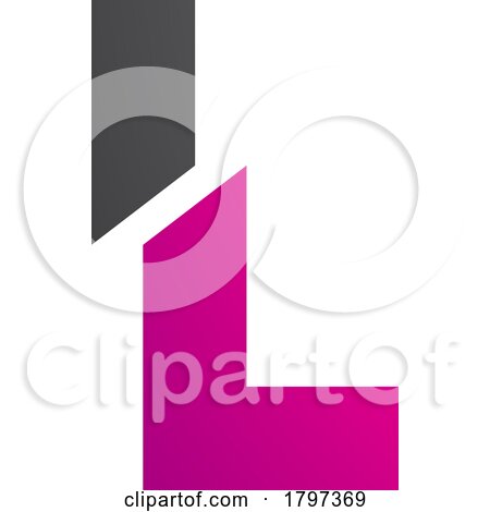 Magenta and Black Split Shaped Letter L Icon by cidepix