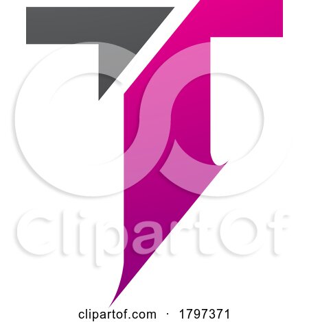Magenta and Black Split Shaped Letter T Icon by cidepix