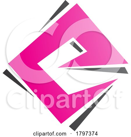 Magenta and Black Square Diamond Letter E Icon by cidepix