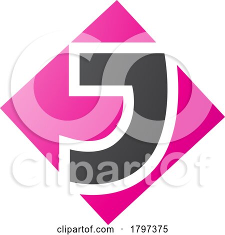 Magenta and Black Square Diamond Shaped Letter J Icon by cidepix