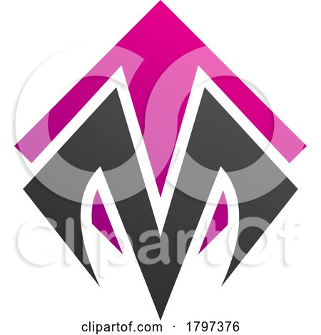 Magenta and Black Square Diamond Shaped Letter M Icon by cidepix