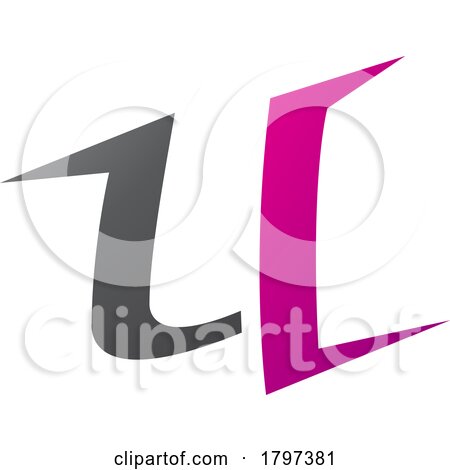 Magenta and Black Spiky Shaped Letter U Icon by cidepix