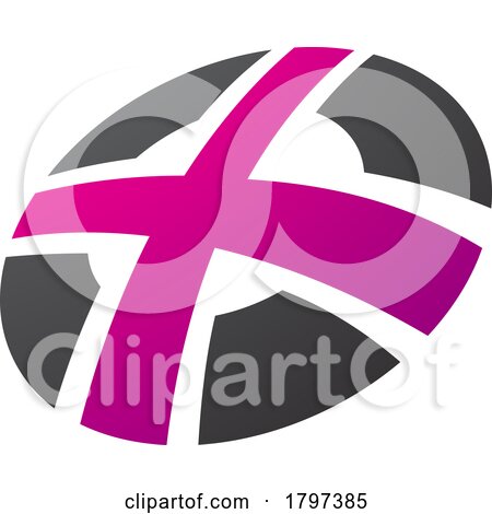 Magenta and Black Round Shaped Letter X Icon by cidepix