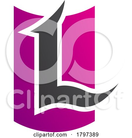 Magenta and Black Shield Shaped Letter L Icon by cidepix