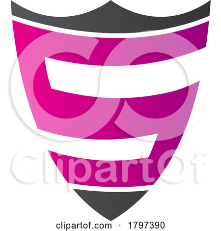 Magenta and Black Shield Shaped Letter S Icon by cidepix