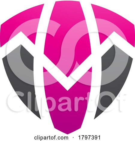 Magenta and Black Shield Shaped Letter T Icon by cidepix