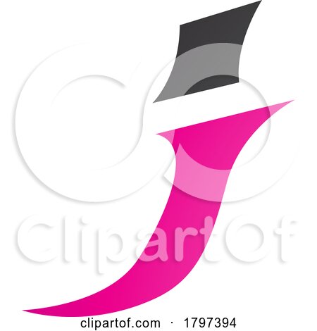 Magenta and Black Spiky Italic Letter J Icon by cidepix
