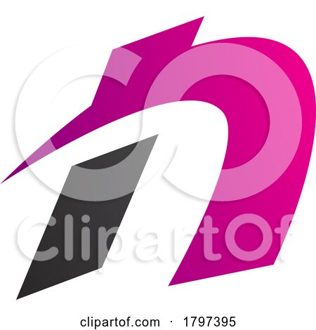 Magenta and Black Spiky Italic Letter N Icon by cidepix