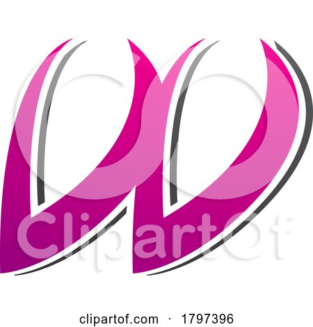 Magenta and Black Spiky Italic Shaped Letter W Icon by cidepix