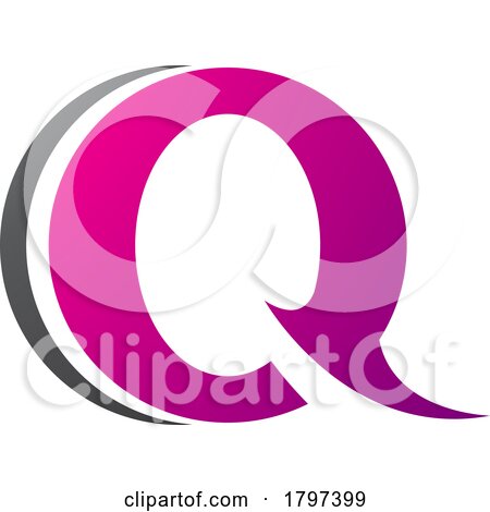 Magenta and Black Spiky Round Shaped Letter Q Icon by cidepix