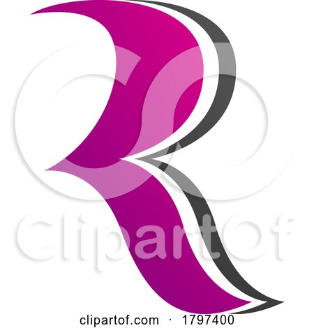 Magenta and Black Wavy Shaped Letter R Icon by cidepix