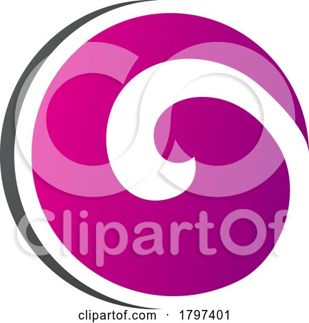 Magenta and Black Whirl Shaped Letter O Icon by cidepix