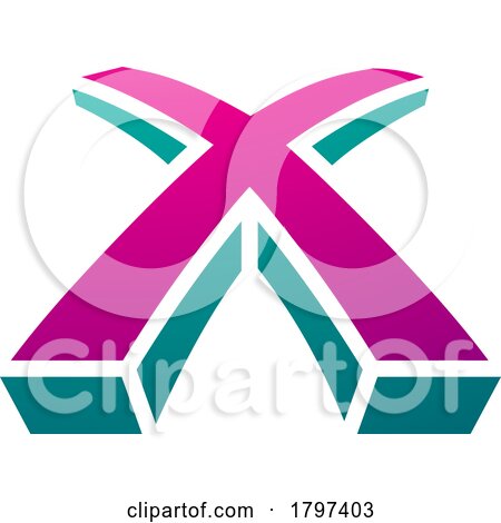 Magenta and Green 3d Shaped Letter X Icon by cidepix