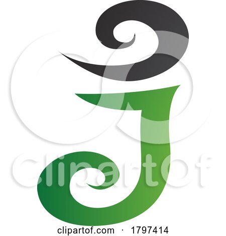 Green and Black Swirl Shaped Letter J Icon by cidepix