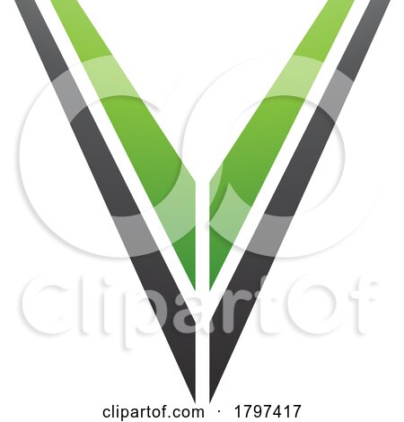 Green and Black Striped Shaped Letter V Icon by cidepix