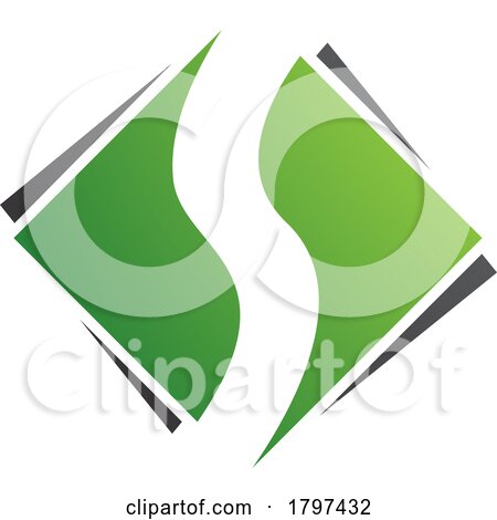 Green and Black Square Diamond Shaped Letter S Icon by cidepix