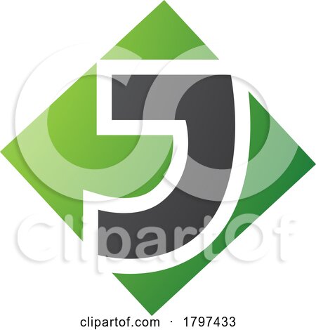 Green and Black Square Diamond Shaped Letter J Icon by cidepix